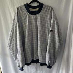 Nicklaus VTG Windbreaker Seersucker Lined Pullover Made In USA Blue Plaid Large